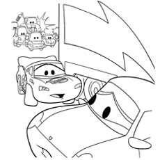 Lightning McQueen with other car coloring page
