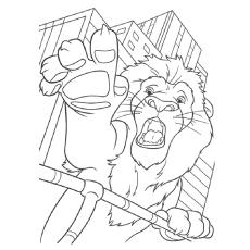 Lion in the city coloring page