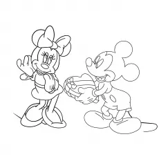 Mickey presenting gift, Valentines day coloring page