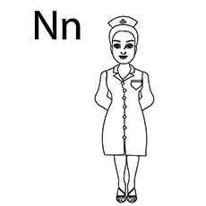 N for nurse coloring page