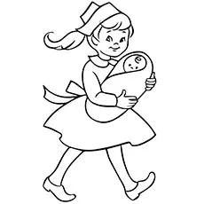 Nurse with baby coloring page