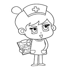 Nurse carrying letter pad coloring page