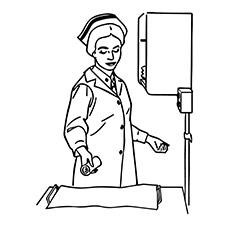 Nurse with cotton coloring page