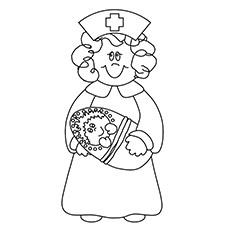 Nurse holding door coloring page