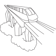 Passeneger train on the track coloring page