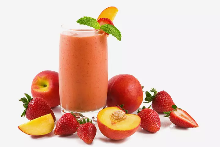 Peach and strawberry smoothie for kids