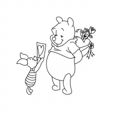 Pooh bear and Disney land, Valentines day coloring page