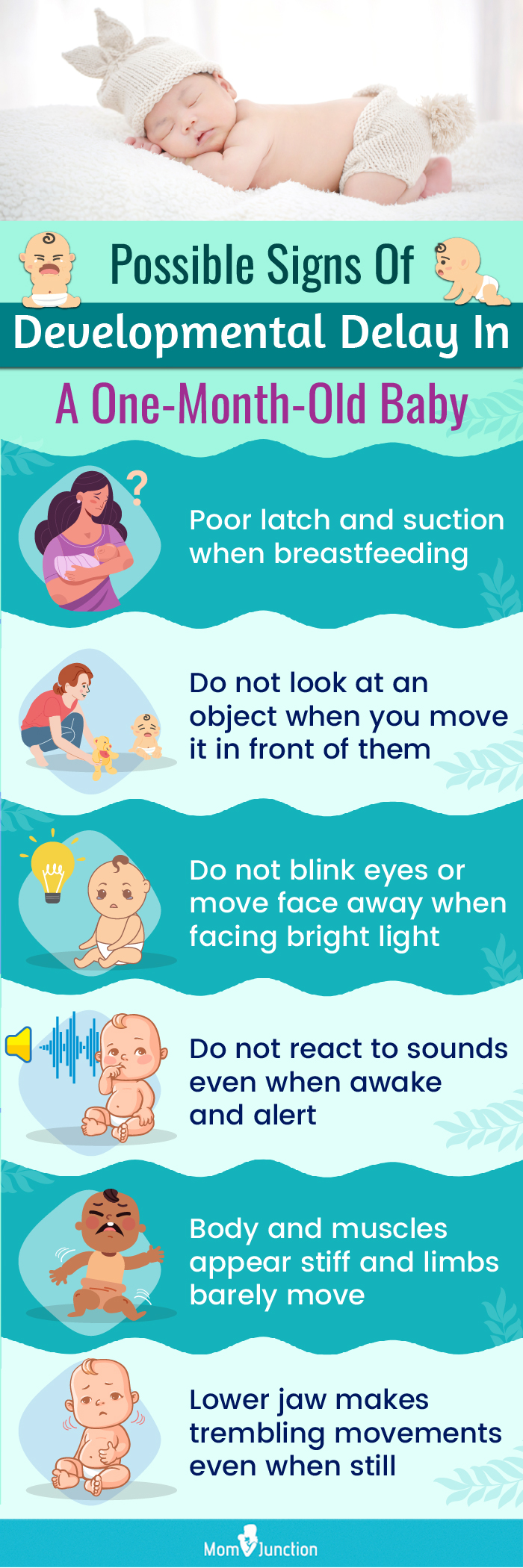 possible signs of developmental delay in a one month old baby (infographic)