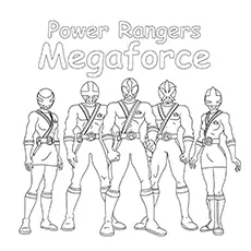 Power Rangers Mega Force group coloring page_image