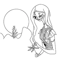 Sally and the moon, Nightmare Before Christmas coloring page