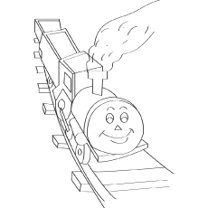 Smiling toy train coloring page