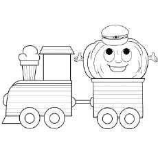 Smiling Train Carrying a Load Coloring Pages