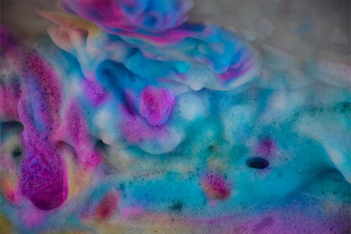Soapy rainbow foam activity for kids