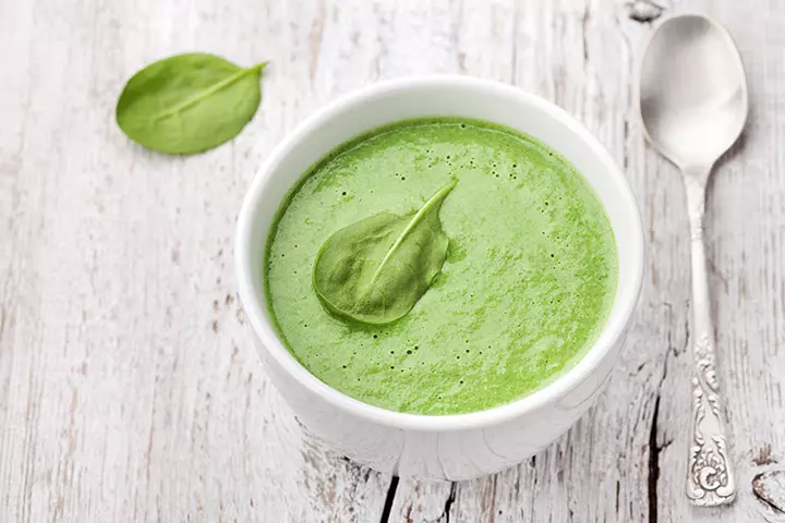 Pureed spinach for babies