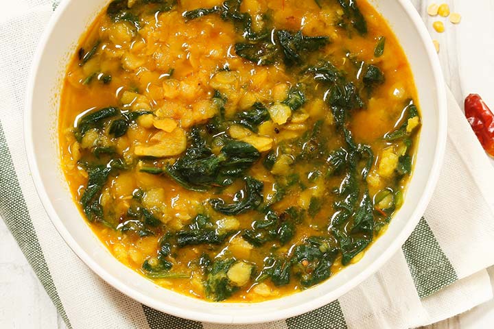 Spinach with lentil for babies