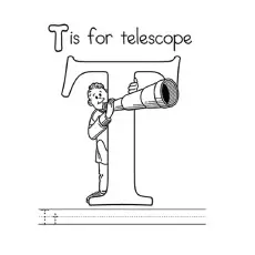 Telescope, letter T coloring pages
