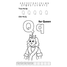 Queen, letter Q coloring page