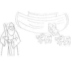 Animals entering the ark coloring page