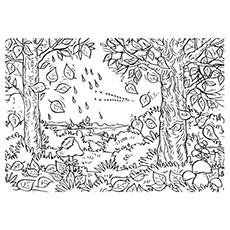 Beautiful season of autumn Fall coloring page