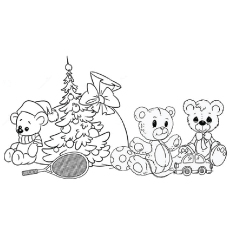 Teddy bear toy collection coloring page