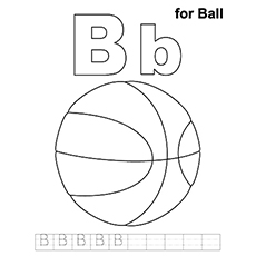 Letter B for ball coloring page