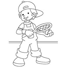 A boy playing tennis coloring page