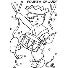 Boy Playing The Drums on 4th of July coloring page