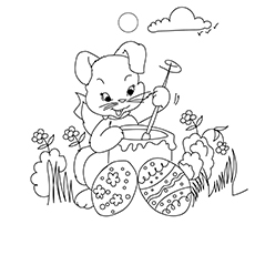 Easter bunny with eggs coloring page