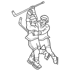 Hockey playes celebrating victory coloring page