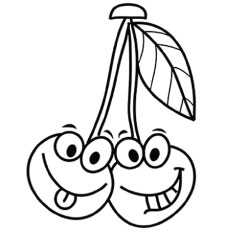 Funny-faced cherries coloring page