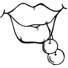 Cherry & lips coloring page