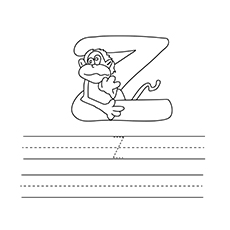 The Confused monkey letter Z coloring page