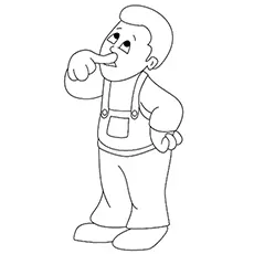 The confused boy, emotions coloring page