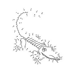 Connect the dots crocodile coloring page