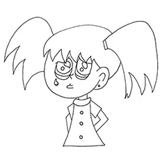 A crying girl, emotions coloring page