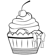 Cupcake on Valentines day coloring page