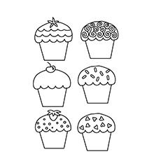 The cupcakes, cherry coloring page