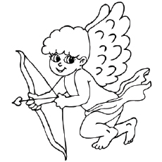 The Cupid Valentines day coloring page