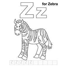 Leter Z for zebra coloring page