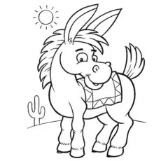 The cute donkey coloring page