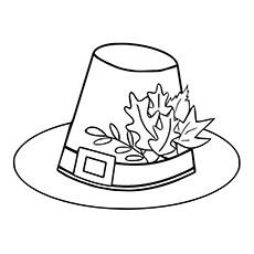 Cute pilgrim hat of autumn Fall coloring page