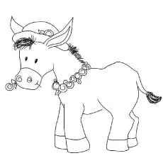 The decorated donkey coloring page