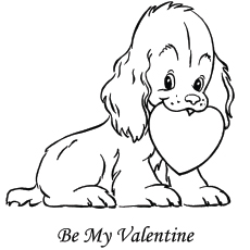Puppy with a heart shape, Valentines day coloring page