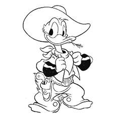 Donald Duck as cowboy coloring page