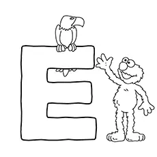 Eagle, letter E coloring page
