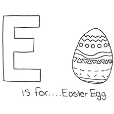 Easter egg, letter E coloring page