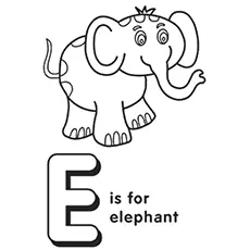 Elephant, letter E coloring page