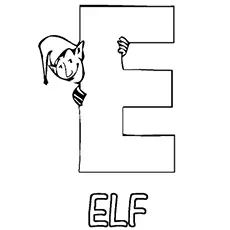 Elf, letter E coloring page