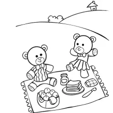 Teddy Bear Enjoying Picnic coloring page_image