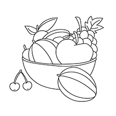 Fruit basket, cherry coloring pages
